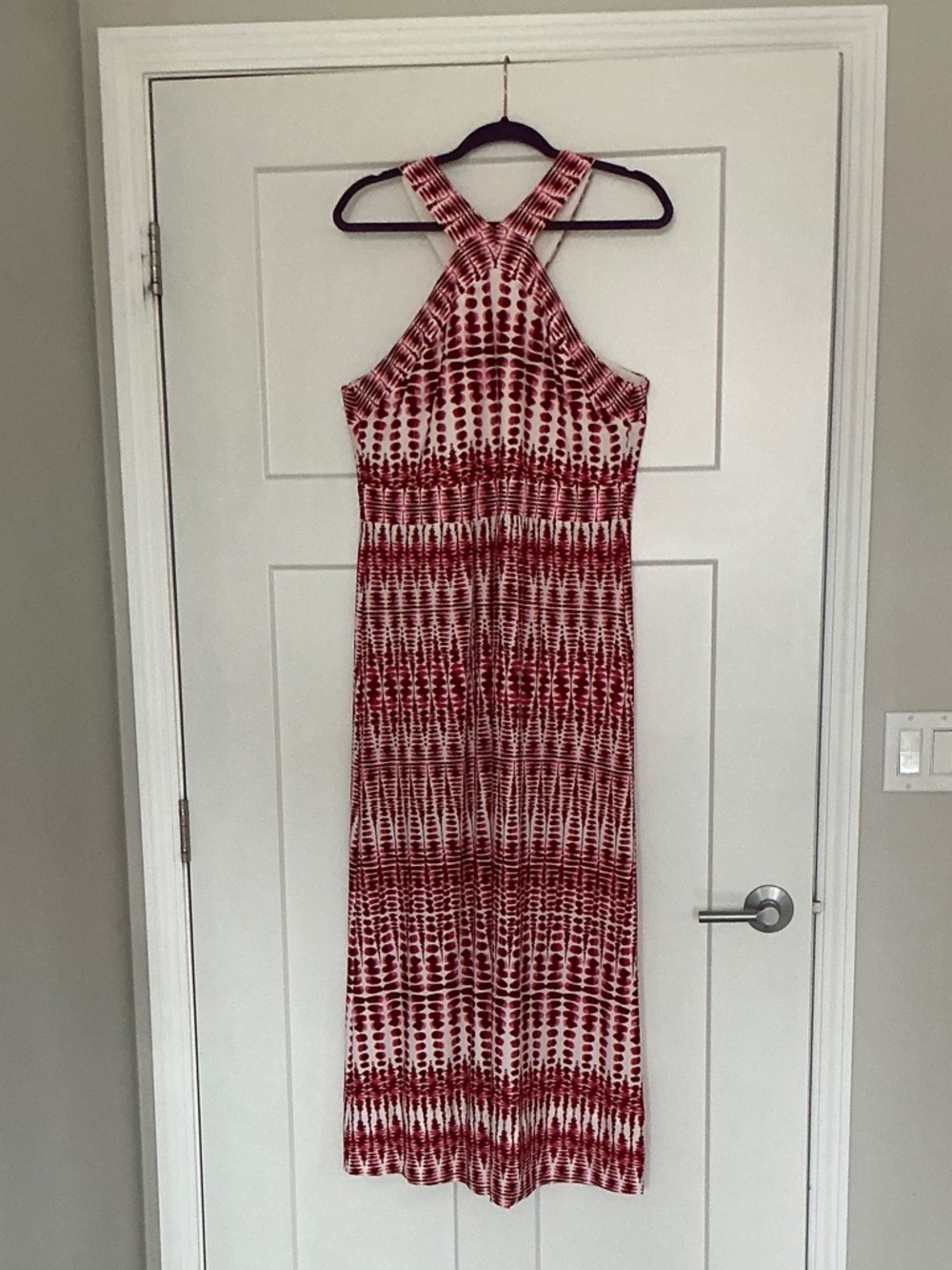 WISP Red Patterned Halter-Back Maxi Dress